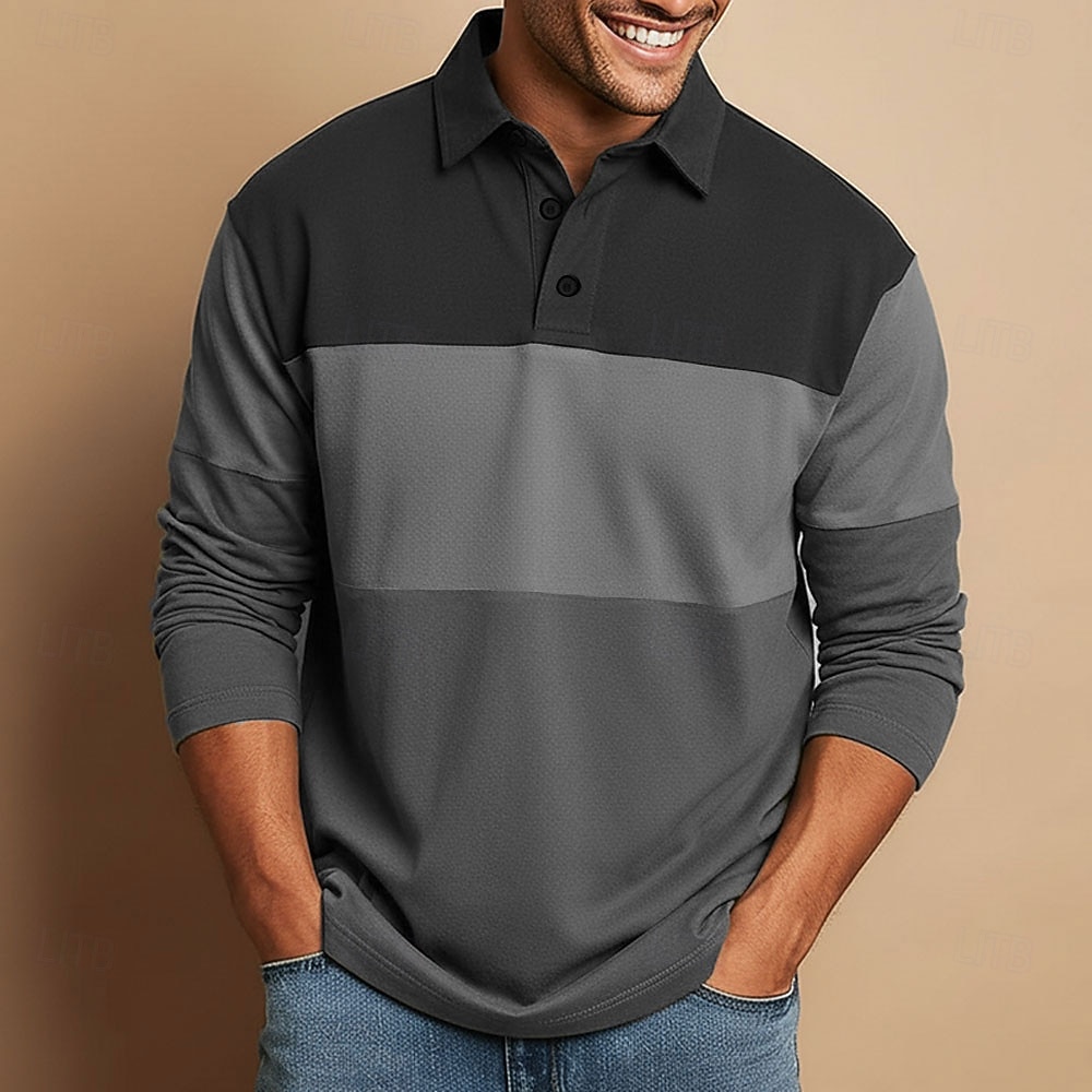 Pánské Horizontální pásky Rugby Polo Dlouhý rukáv Polo tričko Košile s límečkem Sportovní oblečení Na běžné nošení Venkovní Škola Oblečení na atletiku 3D tisk Jaro Podzim Zima Vodní modrá Fialov 2026 - $28.99 –P4