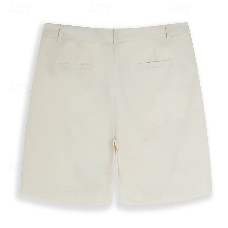Men's Shorts Linen Shorts Dress Shorts Summer Shorts Beach Shorts Pocket Straight Leg Plain Comfort Breathable Knee Length Daily Outdoor Holiday Fashion Streetwear Blue White Inelastic 2026 - $25.99 –P10