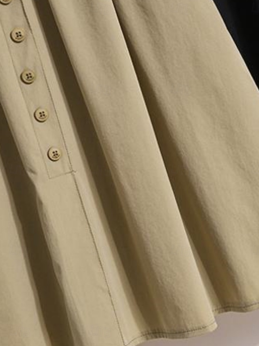 Női Divat Alkalmi Midi Magas derék Szoknyák Sima Zseb Nyúlós Napi Utca Fekete Khakizöld Tavasz Poliészter 2026 - $39.99 –P5