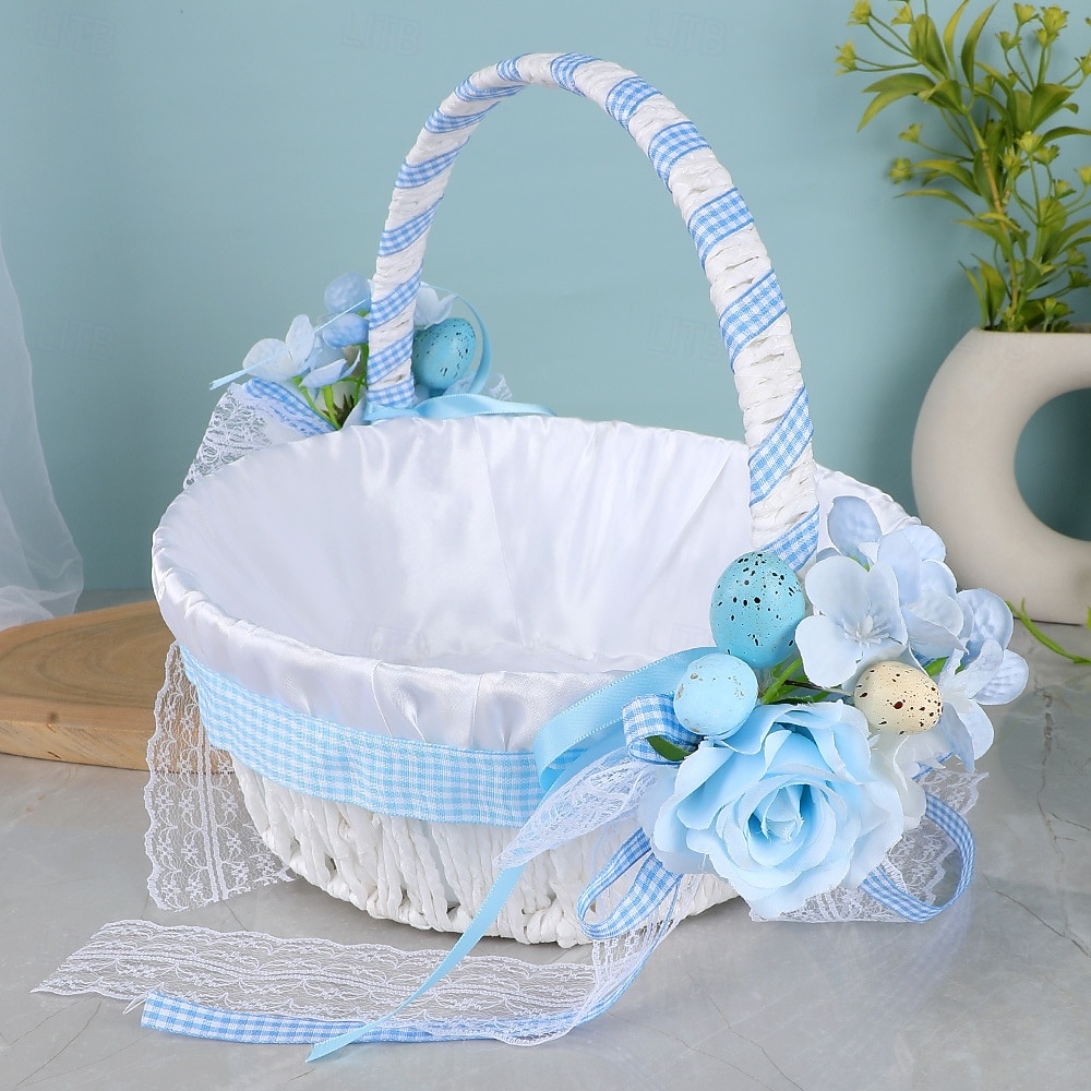 påskekurv utendørs utflukt frukt snacks oppbevaringskurv skum oppstandelsesegg dekorasjon kunstig blomsterkurv 2026 - $57.99 –P3