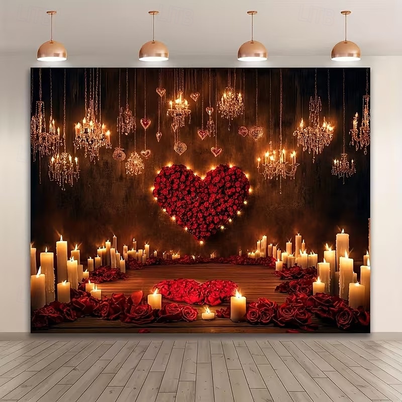 Valentinstag Tapisserie Banner Decke Herz Romantisch 3D Schlafzimmer Wohnzimmer Wohnheim Jugendzimmer Studentenwohnheim Wandveranda Wohndeko 2026 - $19.99 –P4