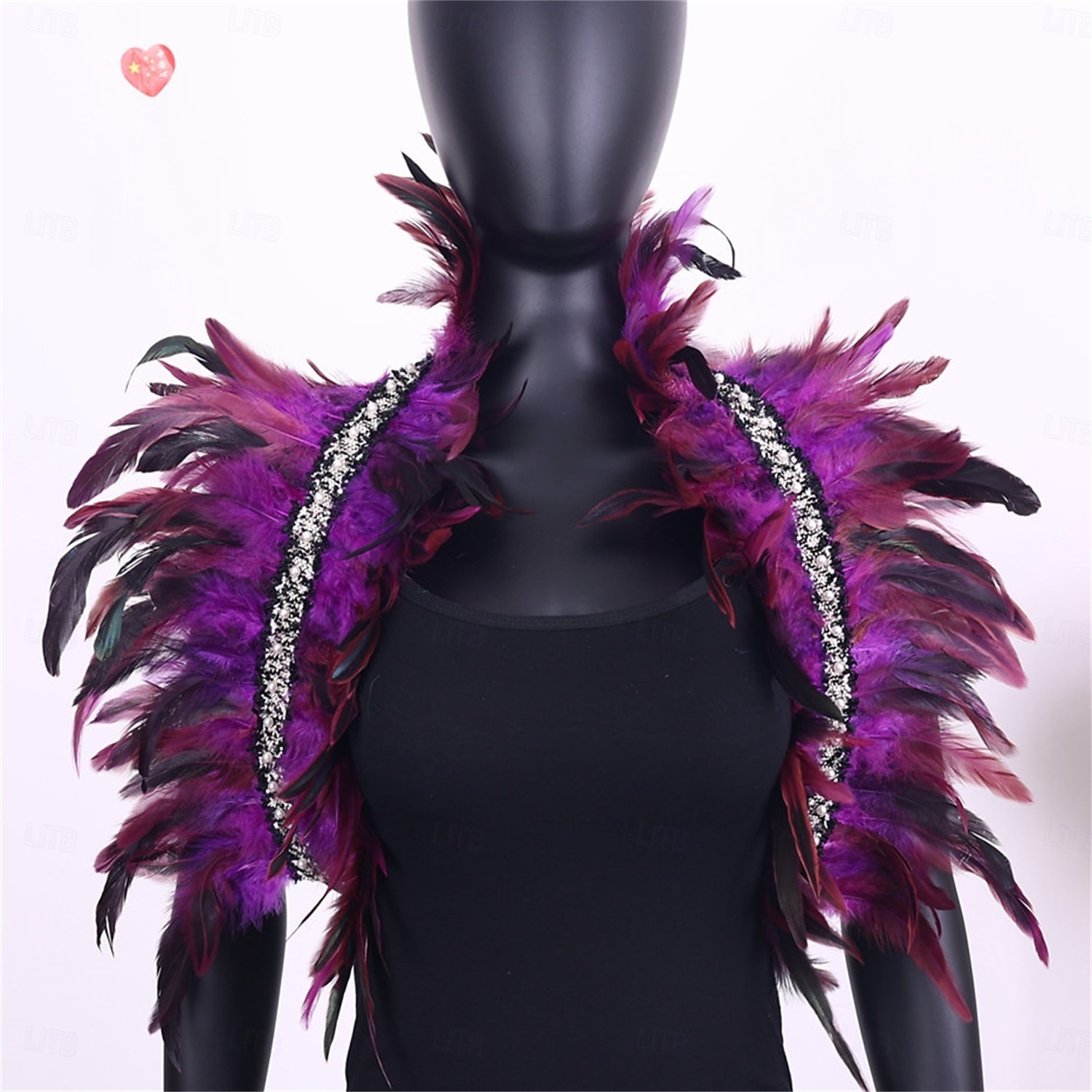 Carnaval 2026 Accessoires de Carnaval de Rio Samba Épaulières Femme Plumes Rouges avec Bord en Strass Costume de Performance Festival Brésilien de 2026 ? $17.99 –P16