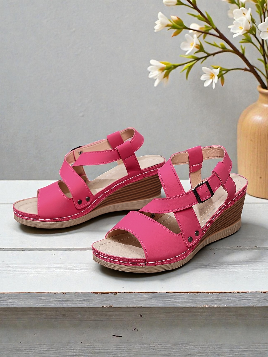 damerosa kilehælsandaler – justerbar stropp, støttende platåsko for turgåing, hageturer, reiser og daglig bruk 2026 - $26.99 –P1