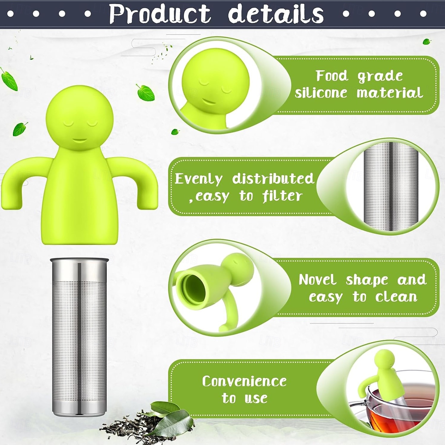 4 Pieces Tea Infuser Handle Mesh Tea Cup Filter Strainer for Loose Tea Cute Fine Mesh Tea Strainer Stainless Steel Tea Filter Ball Tea Diffuser Steeper for Teacups Teapots (Gray, Blue, Red, Green) 2026 - $20.99 –P4