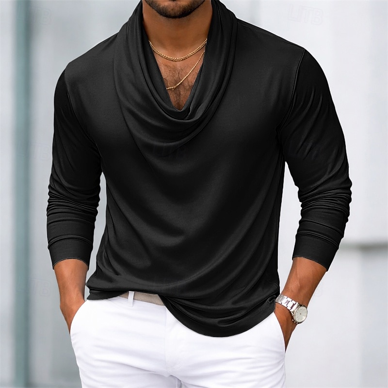 Per uomo Camicia Camicia in raso Camicia elegante Camicia con Bottoni Camicia da Ballo Sfumatura Casuale Matrimonio Nero Bianco Blu marino Viola Manica Lunga Collo di pile Tutte le stagioni del 2026 a $22.99 –P6