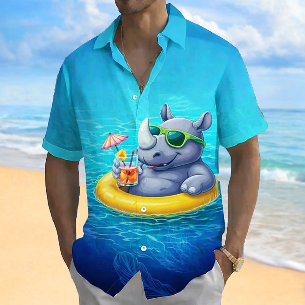 Ανδρικά Κινούμενα σχέδια Κροκοδιλέ Ρινόκερο Χαβανέζικο πουκάμισο Πουκάμισο με κουμπιά Πουκάμισο Aloha Κοντομάνικο Αστείος Διακοπές Ρούχα παραλίας Καλοκαίρι Άνοιξη Απορρίπτω 3D εκτύπωση γιακά πουκάμισα 2026 - $25.99 –P2