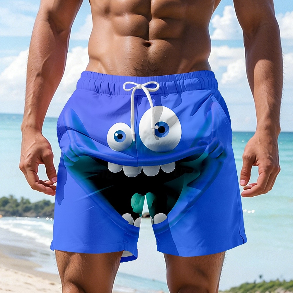 Homme Illusion d'optique Dessin Animé 3D Visage Souriant Maillots de bain Shorts de bain Shorts de Surf Taille Moyenne Hawaïen Drôle Vacances à la Plage Poches Latérales doublure en maille Taille de 2026 ? $20.99 –P4