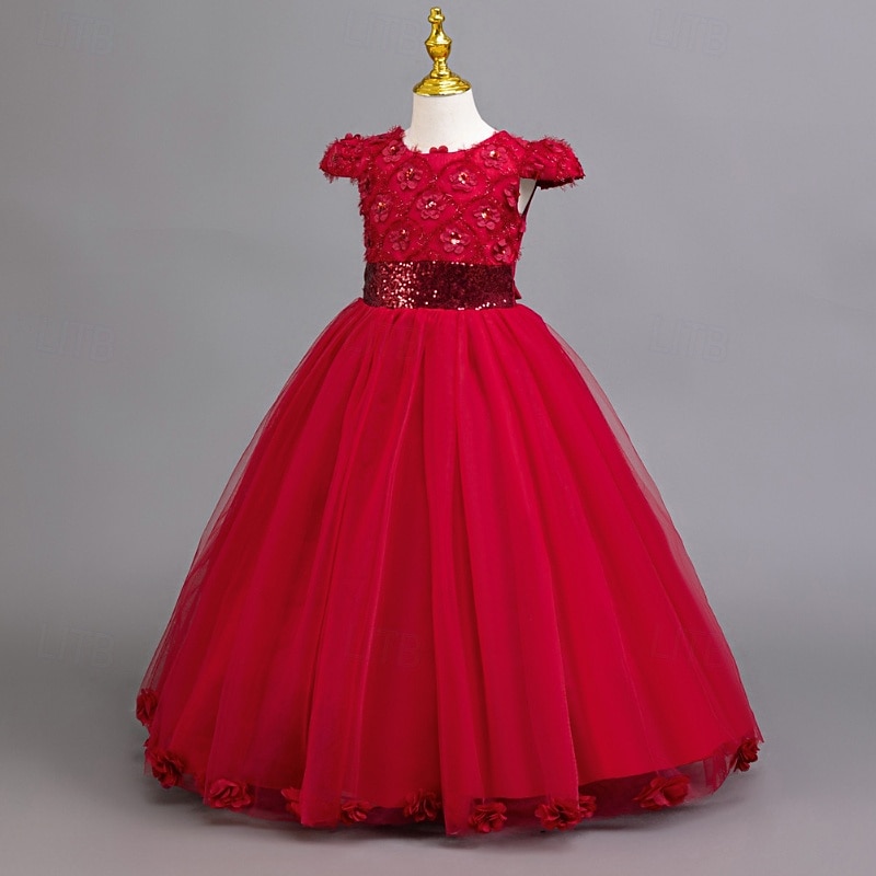 Vestido de Niña Florista Chica Vestido formal Atuendo de boda Fiesta Boda Formal Moda Adorable Princesa Retazos Malla Color sólido Sin Mangas Cuello Barco Azul Piscina Rosa 4 años + 2026 - $55.99 –P12