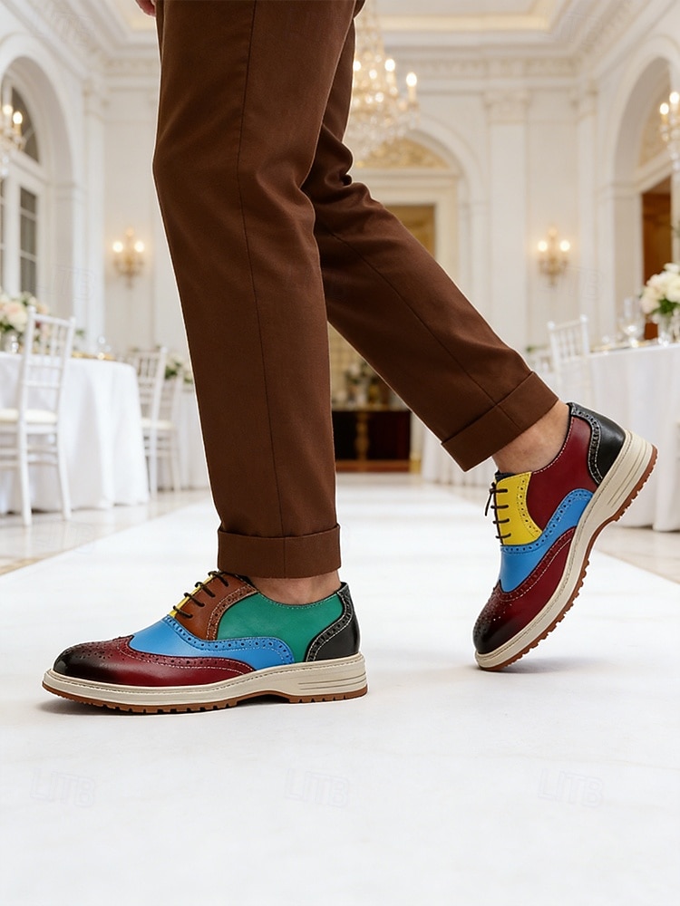 scarpe brogue in similpelle colorate da uomo, calzature formali da lavoro per matrimoni, scarpe eleganti per lo sposo e gli invitati al matrimonio del 2026 a $46.99 –P2