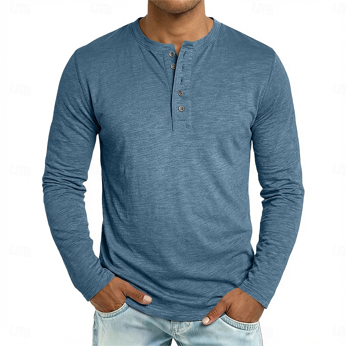 Hombre Henley Shirt Tee Camiseta 100% algodón Manga Larga Color sólido Plano Un Color Moda Design Casual Botones Puro Henley Casual Diario Exterior Verano Primavera Otoño Negro Blanco Azul Marino 2026 - $18.49 –P1