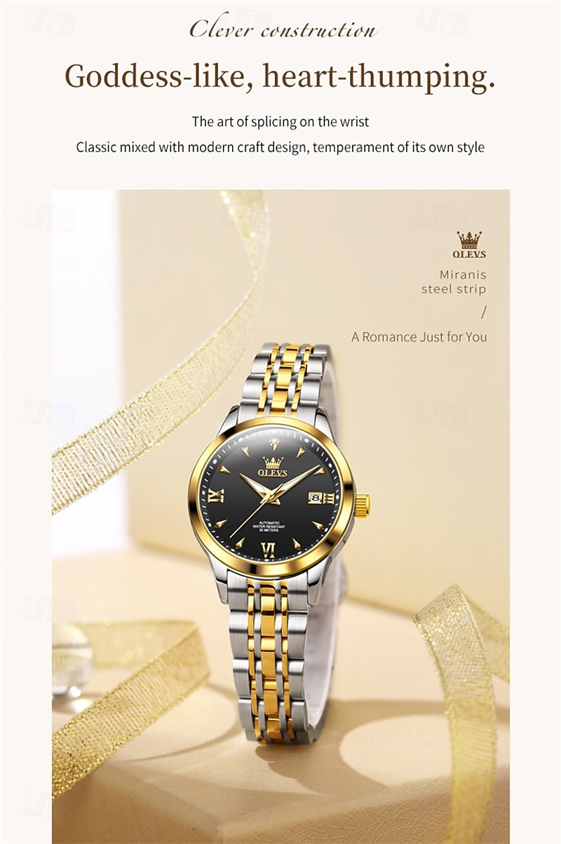 Mother's Day Gift New Olevs Brand Women'S Business Watch With Luminous Display, Calendar Function, Fully Automatic Mechanical Movement, Luxurious And Elegant, Water-Resistant Women'S Sports Watch 2026 - $88.99 –P2