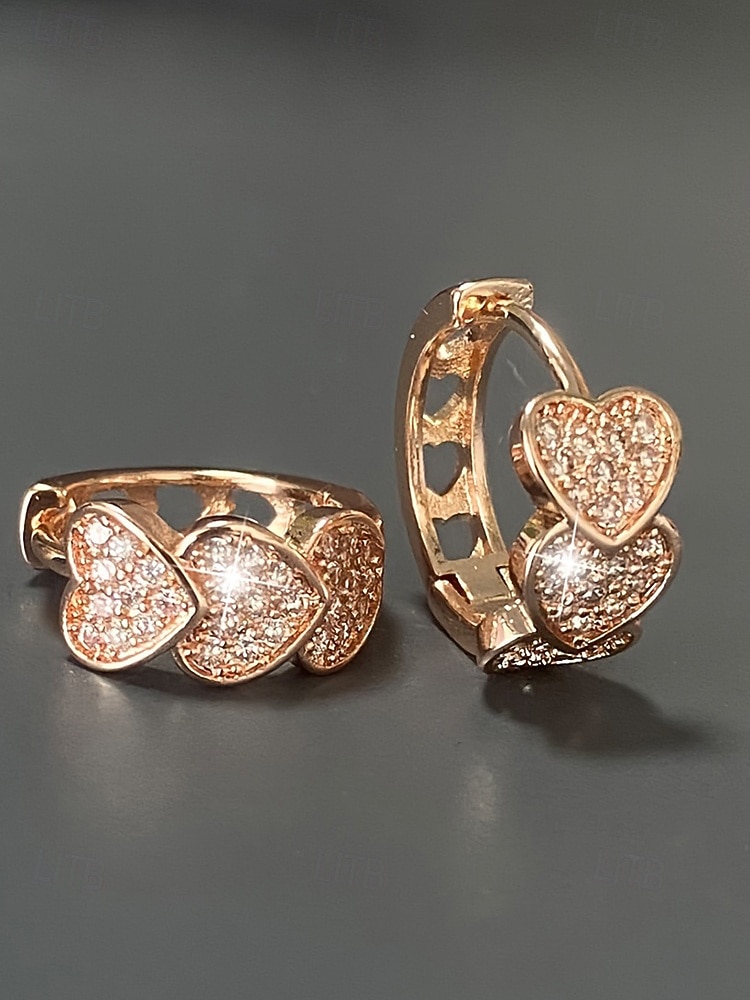 Dámské křišťálové náušnice ve tvaru srdce, pozlacená slitina, více barev, ideální na Valentýna, svatby i každodenní nošení 2026 - $11.99 –P13