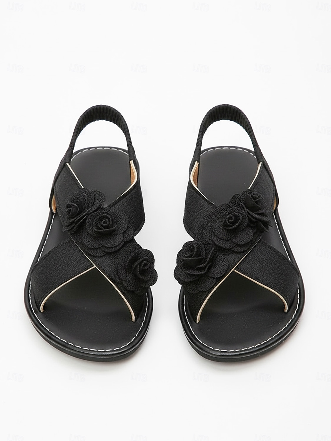 Women's Blush Pink Floral Flat Sandals, Soft Ankle Strap Bridesmaid Shoes for Beach Wedding Ceremonies 2026 - $18.99 –P1