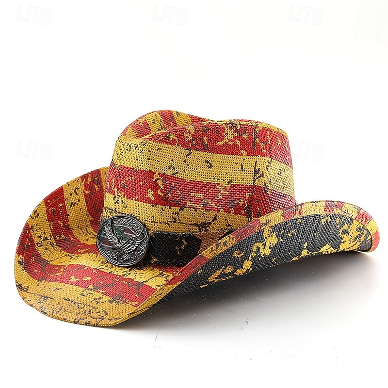 Yhdysvaltojen 250-vuotisjuhla Retro / vintage Villi länsi Cowboy hattu Cowgirl Hattu Lehmityttö Kantri West Cowboy Naamiaispuku Sukupuolineutraali Naamiaiset 4. heinäkuuta Juhla Itsenäisyyspäivä 2026 - $26.99 –P1