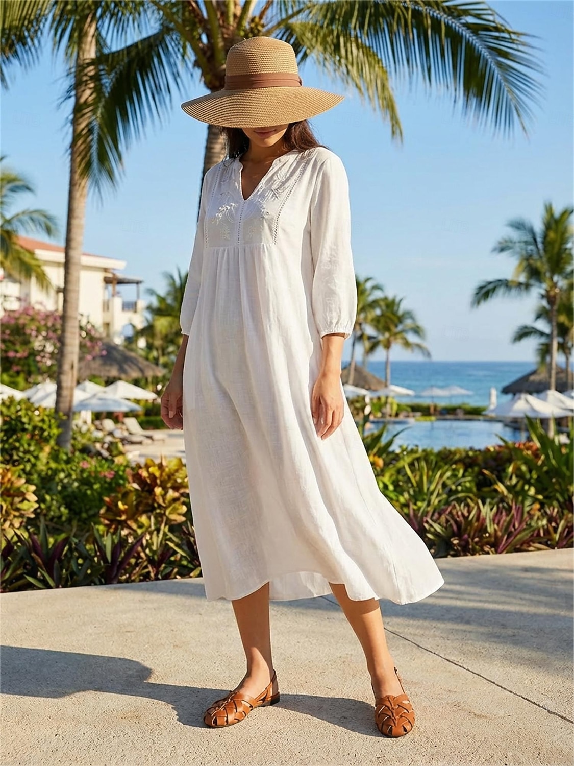 Sandalias de pescador de charol tejido color nude para mujer: elegantes sandalias de estilo tropical, transpirables y con tira trasera para cruceros de lujo y excursiones en tierra en verano. 2026 - $32.99 –P1