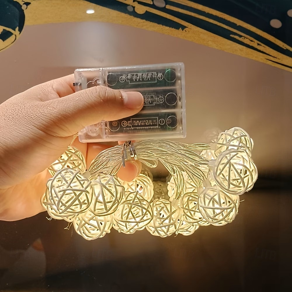 4 cm sfærisk flettet eventyrlyslenke 10/20LED batteridrevne innendørs fe-lamper er til jul, bryllup, valentinsdag, fest, hjem, hage, balkonger, verandaer og vindusutstillinger 2026 - $12.99 –P6