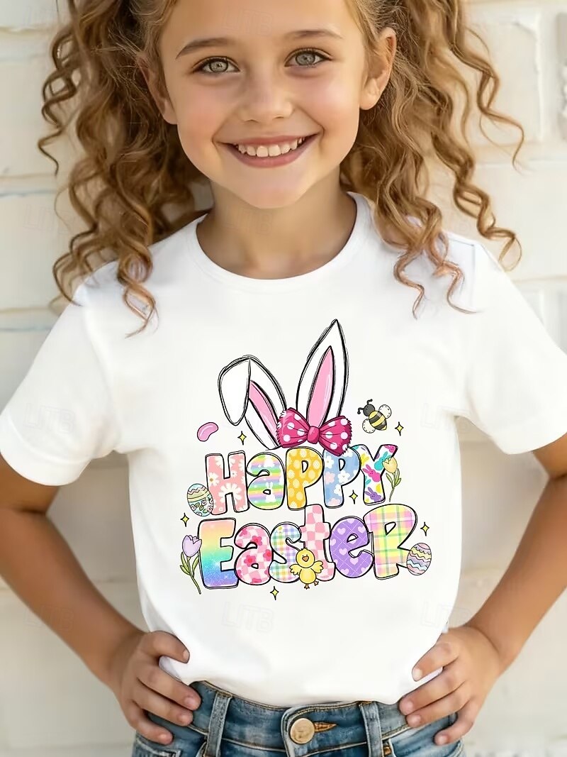 Pasqua Ragazze 3D Grafico Coniglio Maglietta Manica Corta Stampa 3D Estate Primavera Sport Moda Streetwear Bambini 4-12 Anni Girocollo Casuale Quotidiano All'aperto Vestibilità regolare del 2026 a $15.49 –P5