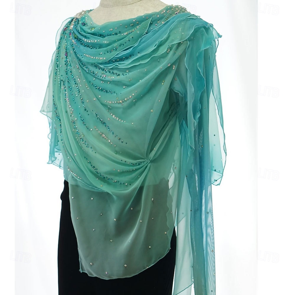 توب للتزلج الفني على الجليد رجالي للصبيان تزلج على الجليد كنزات أخضر بقع سباندكس شبكة عالية المرونة التدريب منافسة ملابس التزلج كلاسيكي الكريستال / حجر الراين كم طويل 2026 - $332.29 –P1