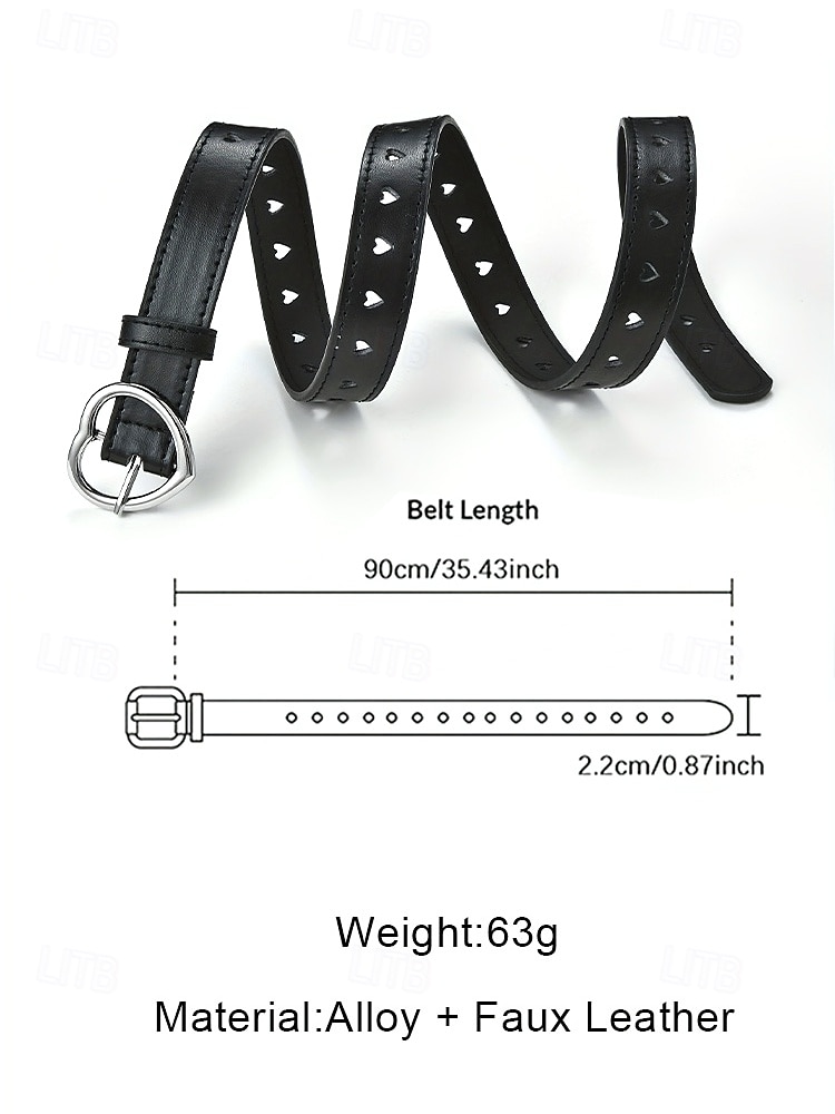 2026年 女性用の調節可能なハート型バックルベルト、フェイクレザー素材、マルチカラーオプション、バレンタインデーのギフトや普段使いに最適  コレクション – $11.99 –P10