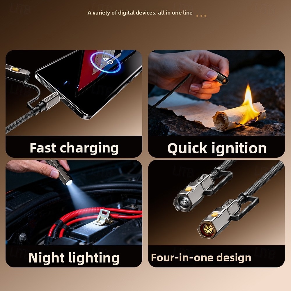 2026年 240W 4-in-1フラッシュライト点火マルチ機能データケーブル2パックApple 17 Proファーウェイシャオミ3.94フィート対応  コレクション – $19.99 –P3