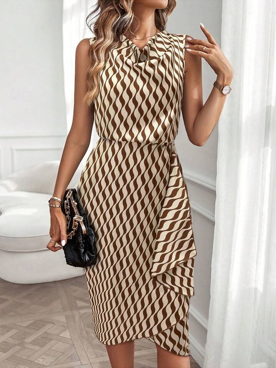 Γυναικεία Φόρεμα μέχρι το γόνατο Φόρεμα σε ευθεία γραμμή Φόρεμα με δέσιμο στα πλάγια Κομψό Μοντέρνα Καθημερινά ΕΞΩΤΕΡΙΚΟΥ ΧΩΡΟΥ Διακοπές Κανονικό Γεωμετρικό Αμάνικο Με σούρα στο λαιμό 2026 - $29.99 –P19