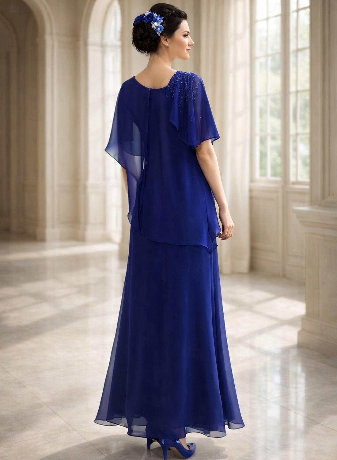 A-Line Ankle Length Party Dress Cocktail Dress Wedding Guest Dress Mother of the Bride Dress Short Sleeve Square Neck Elegant Simple Formal Wedding Guest Formal Evening Chiffon with Solid Color 2026 - $172.99 –P2