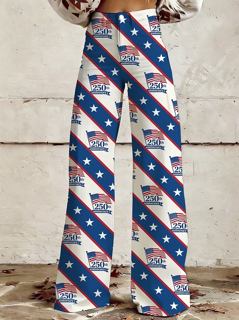 250-årsjubileum i USA Retro / vintage 1970erne Bukser Bukser med brede ben Hippie Disk Høy Midje Kostyme Dame Maskerade 4. juli Uavhengighetsdagen Voksne Bukser 2026 - $32.99 –P2