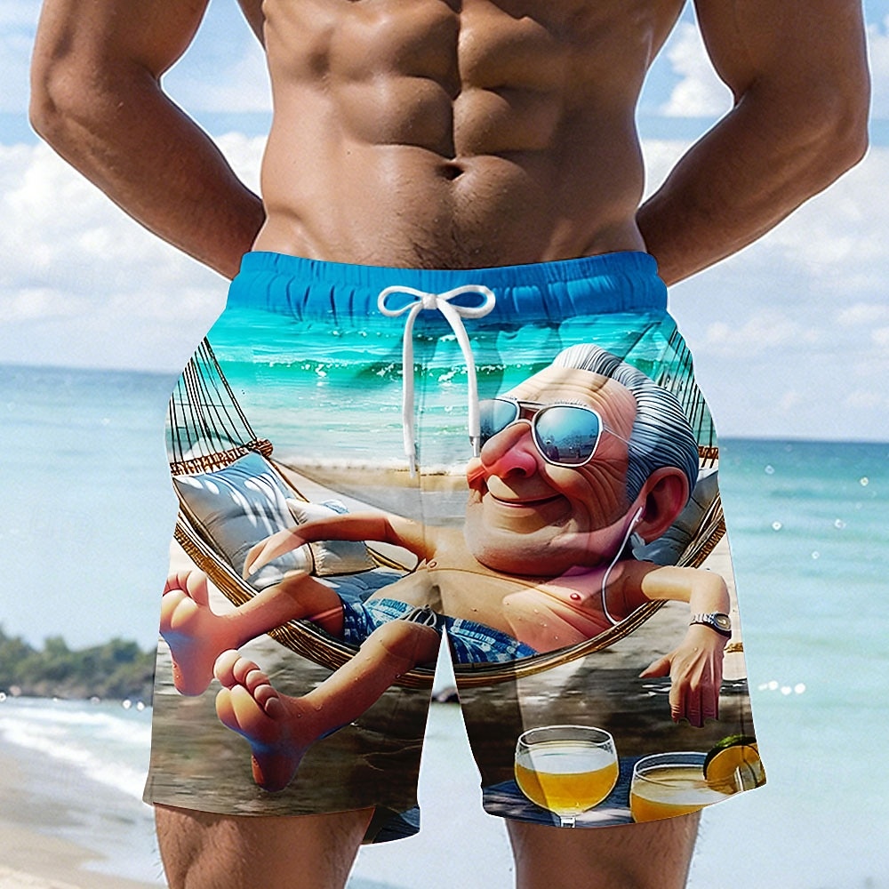 Per uomo Cartoni animati Vecchio Uomo Costumi da bagno Pantaloncini da mare Pantaloncini da Surf Misura del girovita medio Hawaiano Divertente Vacanza al Mare Tasche Laterali fodera in rete Coulisse del 2026 a $20.99 –P1