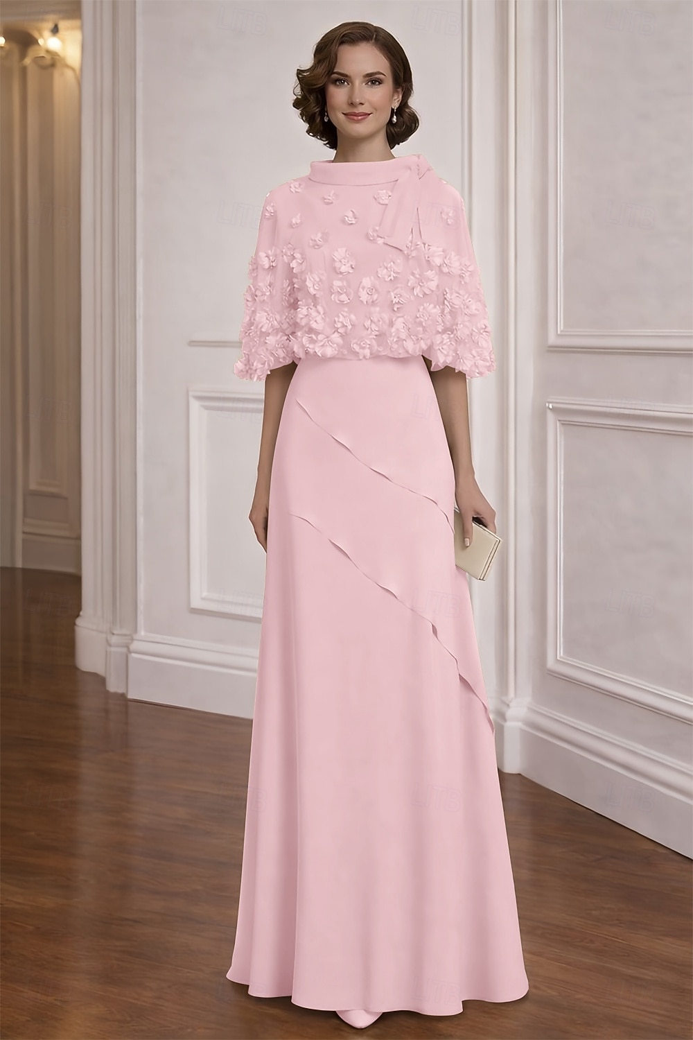 Due Pezzi Linea ad A Abito Lunghezza al pavimento Abito da Cocktail Abito da invitata a nozze Abito da cerimonia per signora Mezza Manica Scollo a Barca Elegante Vintage Formale Chiffon Scialli con del 2026 a $194.99 –P4