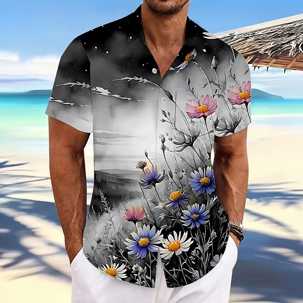Bărbați Margaretă Imprimeu floral Flori Cămașă hawaiană Camașă cu nasturi Cămașă Aloha Manșon scurt Hawaiană Casual Vacanță Vară Primăvară Răsfrânt Imprimare 3D cămăși cu guler Un buzunar frontal 2026 - $25.99 –P1