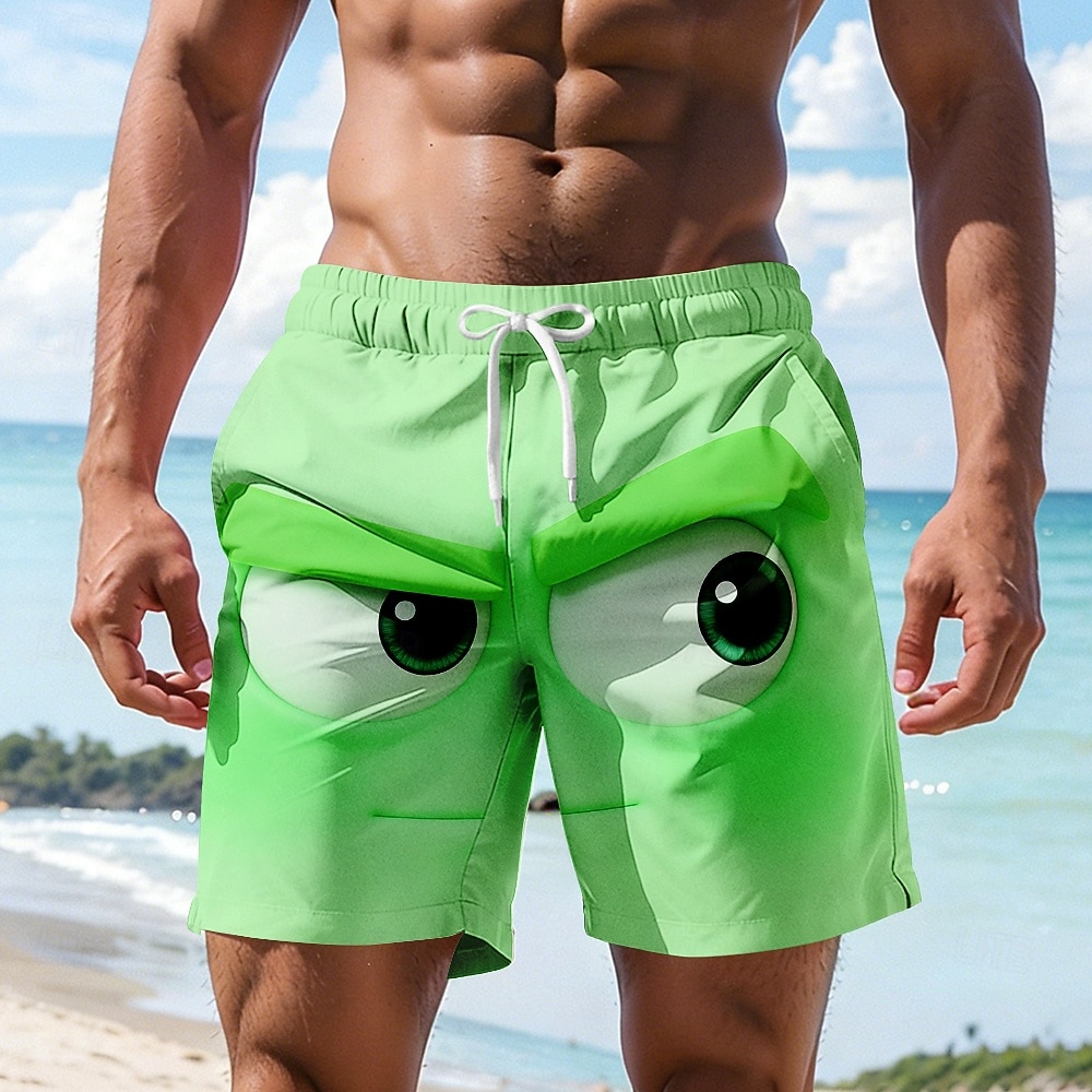 Herren Optische Täuschung 3D Zeichentrick Lächelndes Gesicht Badehosen Badeshorts Boardshorts Mittlere Taille Hawaiianisch Lustig Strandurlaub Seitentaschen Netzfutter Elastischer Kordelzug in der 2026 - $20.99 –P3