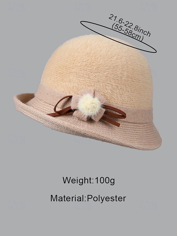 Женская шерстяная фетровая шапка с плюшевым помпоном в виде цветка, доступна в нескольких цветах, идеально подходит для зимы и повседневной носки. 2026 - $14.99 –P11