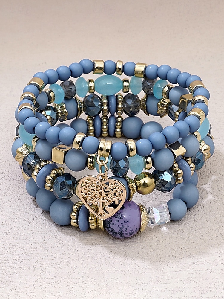 Γυναικείο σετ βραχιολιών από ακρυλικό και κράμα αλουμινίου σε στυλ boho – πολλά χρώματα, γούρι σε σχήμα καρδιάς, ιδανικό για την ημέρα του Αγίου Βαλεντίνου και για καθημερινή χρήση 2026 - $11.99 –P7