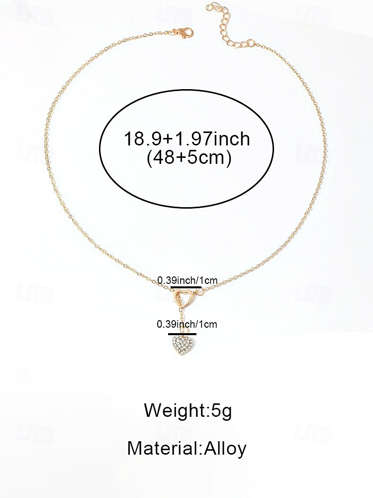 Women's Heart Pendant Necklace, Gold Plated Alloy with Crystal Detailing, Perfect for Valentine's Day Gifts, Weddings & Everyday Wear 2026 - $7.99 –P9