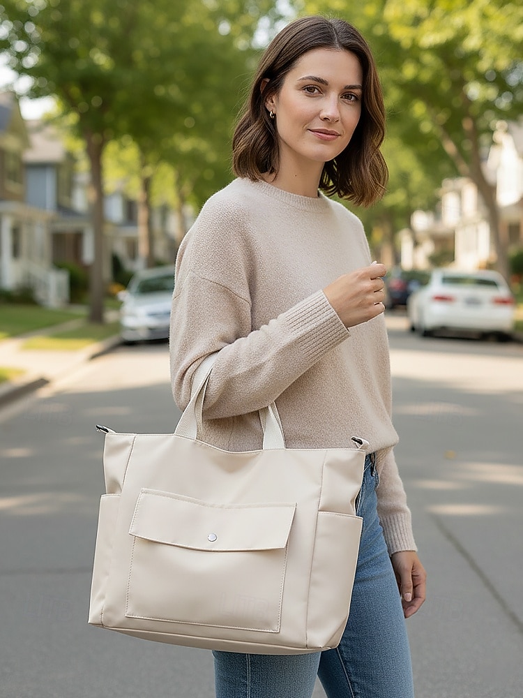 Geantă tote pentru femei din poliester Cancas, în mai multe culori, capacitate mare, stil casual de zi cu zi, perfectă pentru serviciu, cumpărături și călătorii 2026 - $11.99 –P3