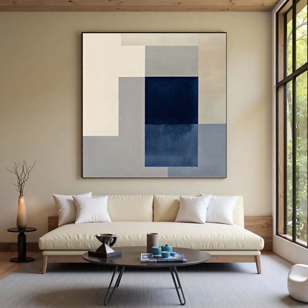 plátno nástěnné umění do obývacího pokoje ložnice modrá šedá barevný blok abstraktní graffiti umění olejomalba moderní nástěnné malby obrázky bytové dekorace 2026 - $74.99 –P4