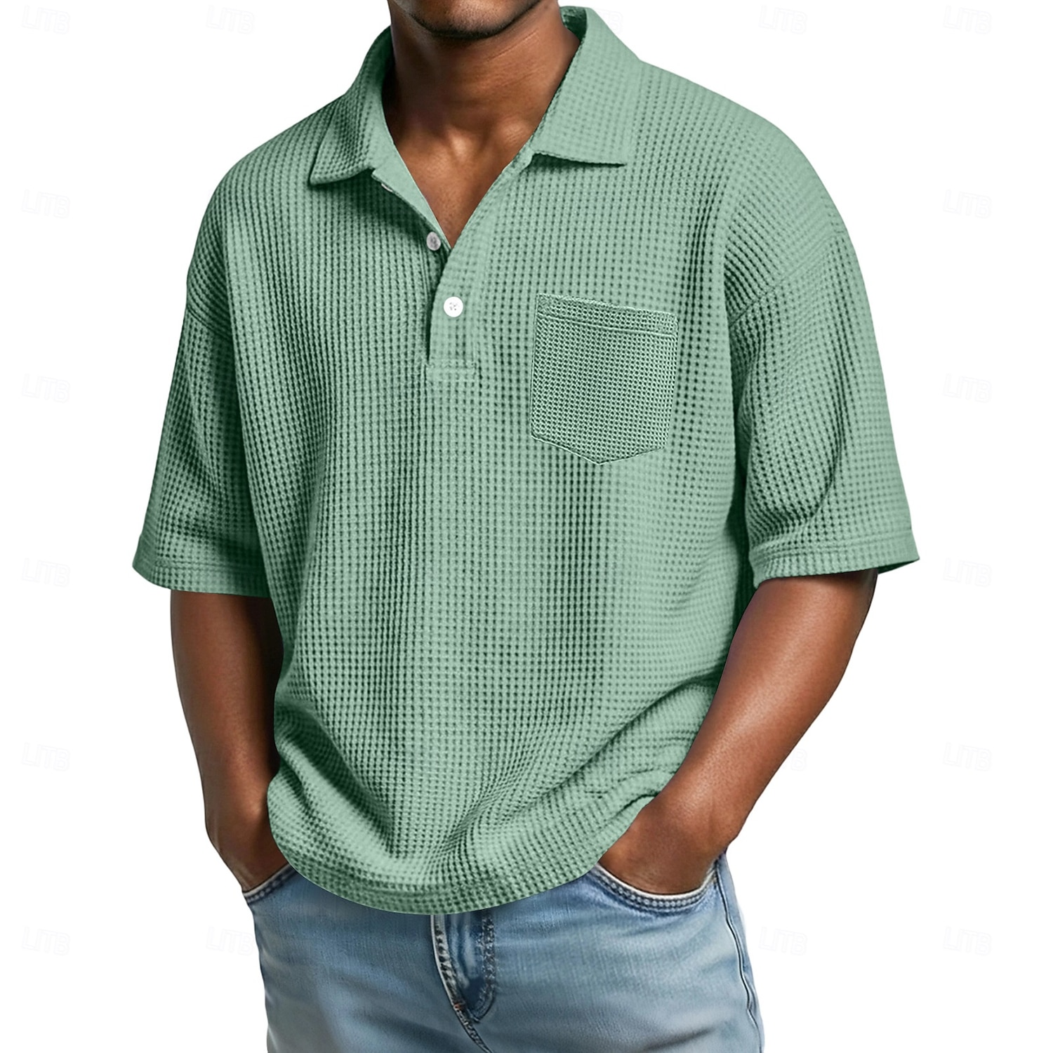 Ανδρικά Πουκάμισο γκολφ Μπλουζάκι πόλο με πλέξη βάφλα Causal Επιχείρηση Κλασσικά Κοντομάνικο Μοντέρνα Συμπαγές Χρώμα Σκέτο Κουμπιά Καλοκαίρι Άνοιξη Όλες οι εποχές Κανονικό 2026 - $21.99 –P2