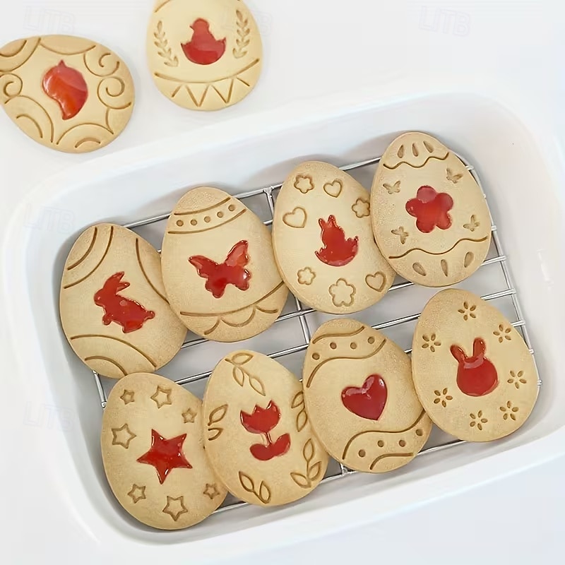 مجموعة قوالب تقطيع بسكويت عيد الفصح، ١٠ قطع من قوالب ضغط البسكويت، مجموعة قوالب تقطيع بسكويت بيض عيد الفصح مع مجموعة طوابع ضغط، أدوات مطبخ، طوابع بسكويت بلاستيكية 2026 - $9.99 –P5