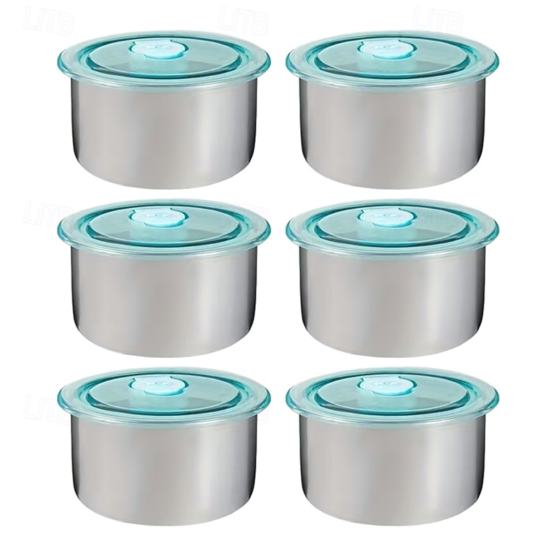 4/6 קערות נירוסטה עם מכסים, אטומות לדליפות &ניתן לערום - אידיאלי לשימוש ביתי, חובבי פירות, מיכלי הכנת ארוחות, ארגון מקררים, מתקן מצרכים, פיקניקים &אחסון 2026 - $10.49 –P10