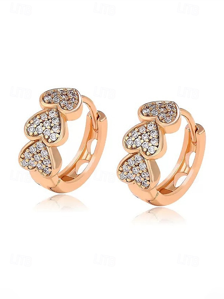 Dámské křišťálové náušnice ve tvaru srdce, pozlacená slitina, více barev, ideální na Valentýna, svatby i každodenní nošení 2026 - $11.99 –P12