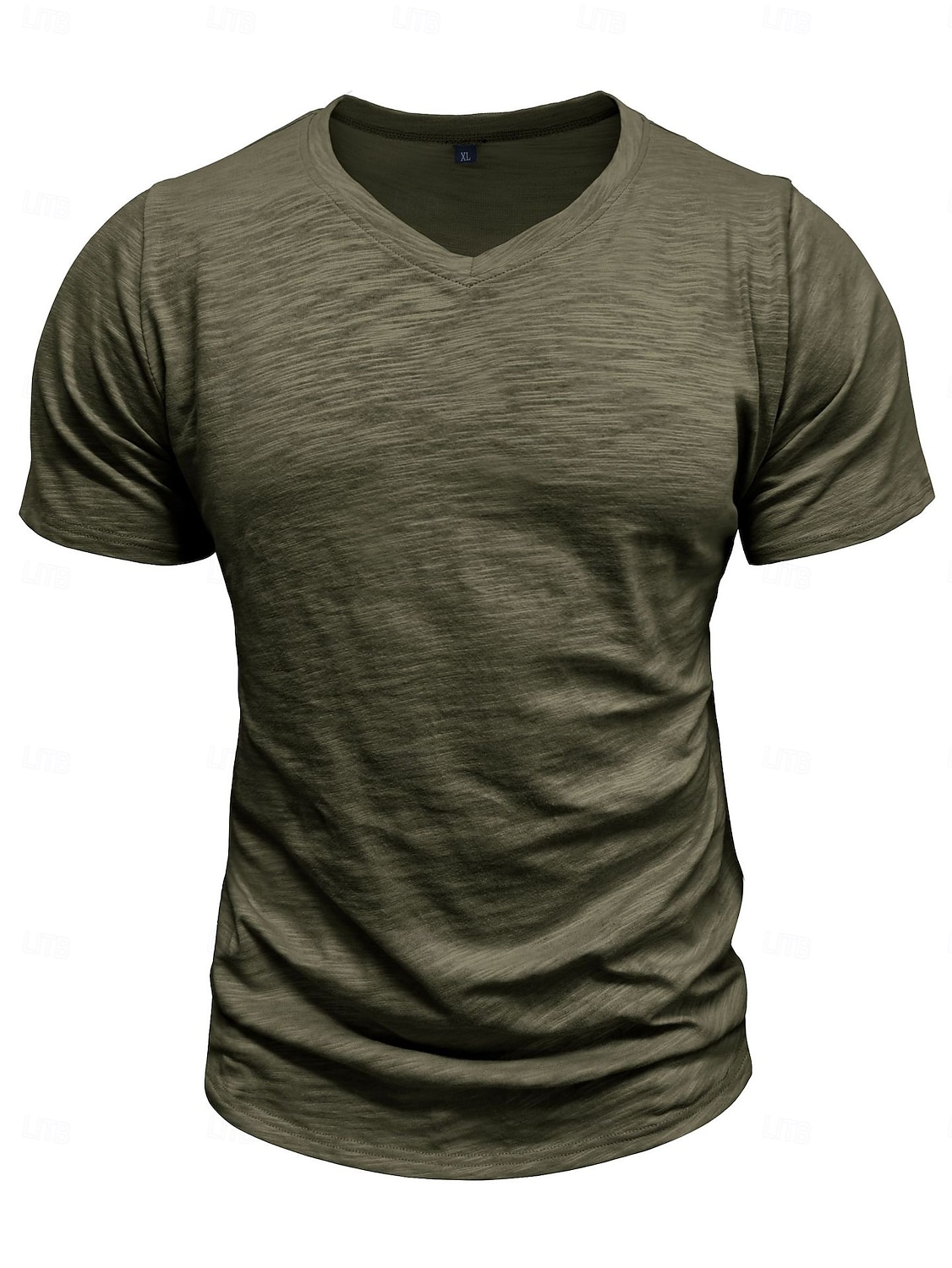 Herre T-skjorte 100 % bomulls-T-skjorte Kort Erme V-hals Sommer Vår & Vinter عادي Pit Strip Mote Designer Grunnleggende Grunnleggende Myk Avslappet Feriereise Gate Svart Stein Grønn Topp T-skjorte 2026 - $20.99 –P8