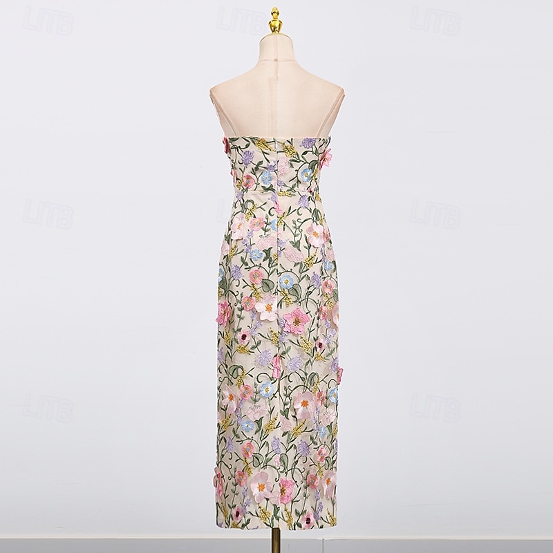 Sheath Column Ankle Length Wedding Guest Dress Wedding Guest Dresses Elegant Sleeveless Strapless Wedding with Embroidered Flower 2026 - $114.99 –P6