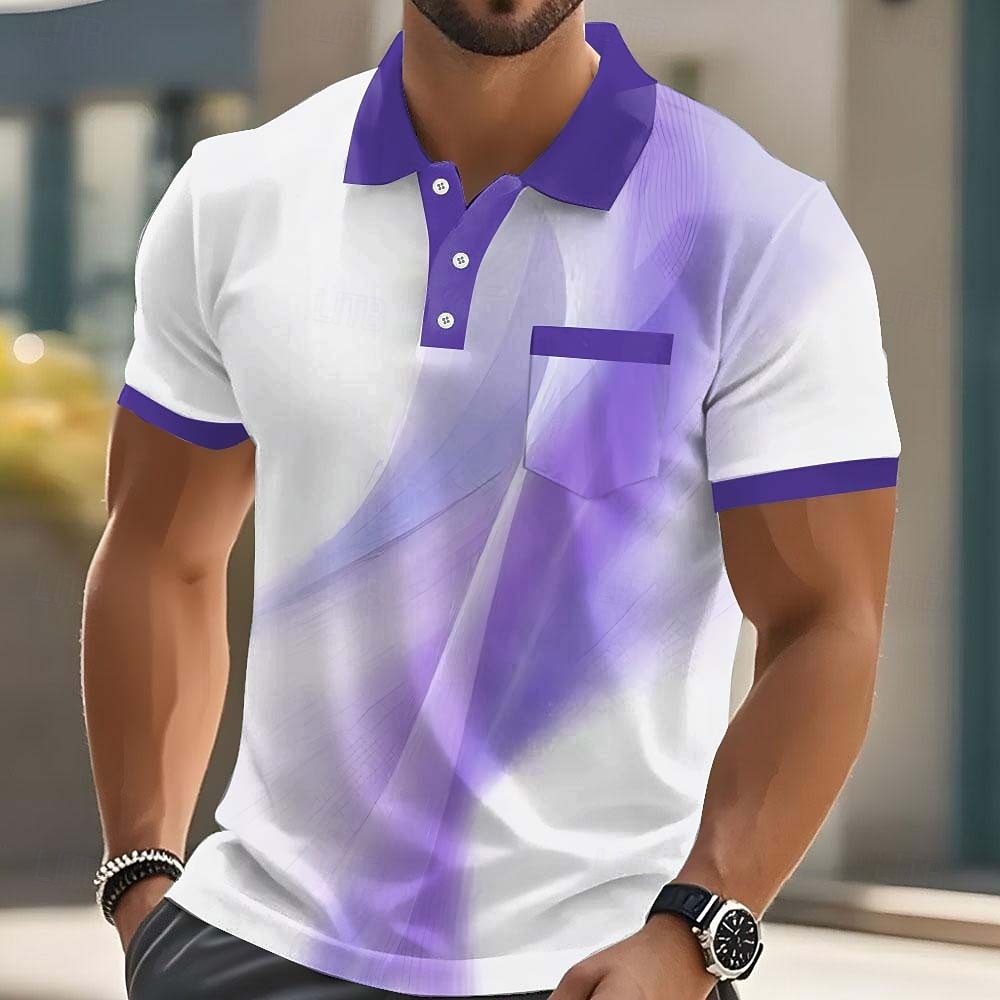 Per uomo Geometrico Polo Manica Corta Magliette polo Camicie con Colletto Business Casual All'aperto Athleisure Abbigliamento quotidiano Stampa 3D Bottoni Estate Primavera Blu Rosso Viola del 2026 a $22.99 –P4