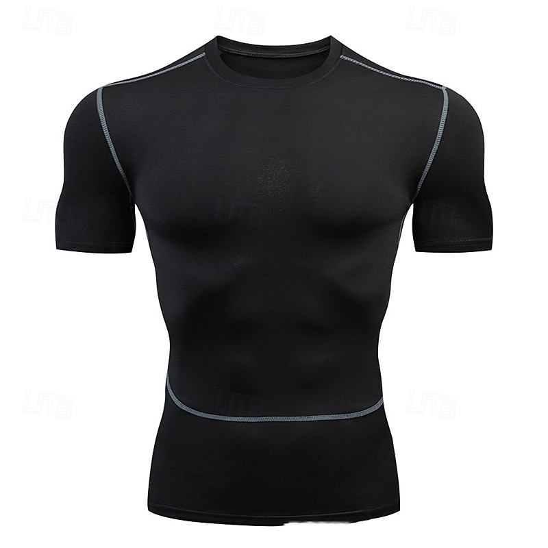 Pánské Slátanina Koşu Tişörtü Stahovací tričko Léto Krátký rukáv Rychleschnoucí Komprese Odvod vlhkosti Cvičení v tělocvičně Aktivní trénink Cvičení Černá Trávová zelená Šedá sportovní oblečení 2026 - $7.04 –P3