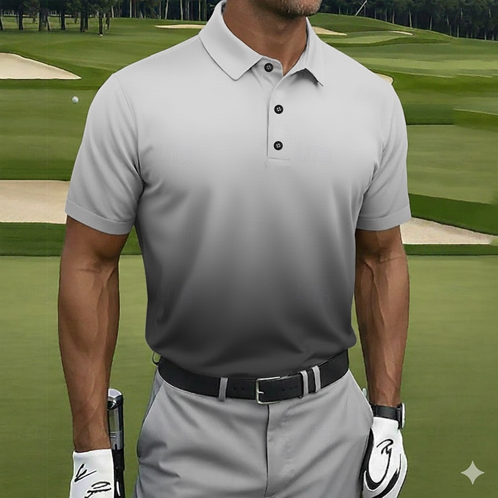 Per uomo Sfumatura Golf Polo Sportivi Manica Corta Magliette polo Camicie con Colletto Casual Athleisure Bottoni Primavera & Estate Viola Verde Grigio del 2026 a $10.99 –P2