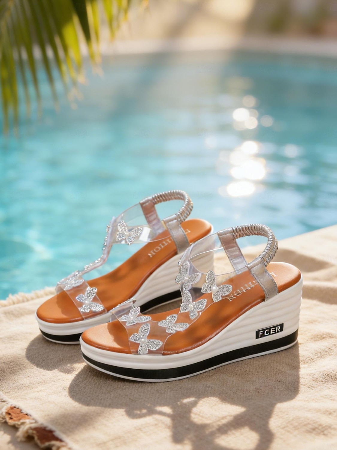 Sandalias de cuña brillantes para mujer: zapatos cómodos y elegantes para vacaciones en islas y cruceros. 2026 - $29.99 –P5