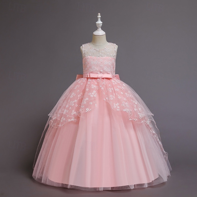Vestido para Meninas das Flores Para Meninas Vestido formal Traje de casamento Festa Casamento Formal Moda Adorável Formal Patchwork Com Transparência Floral Princesa Sem Manga Gola Redonda Azul de 2026 por $43.99 –P8