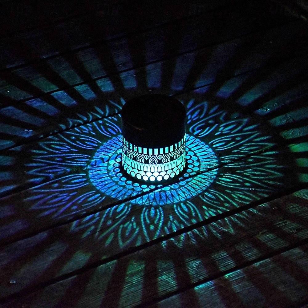 2 ks venkovní solární vodotěsné kreativní duté válcové železné projekční nástěnné osvětlení, závěsné lucerny pro zahradu, dvůr, cestu, trávník, schodiště, krajinářské osvětlení, venkovní dekoraci 2026 - $30.99 –P19