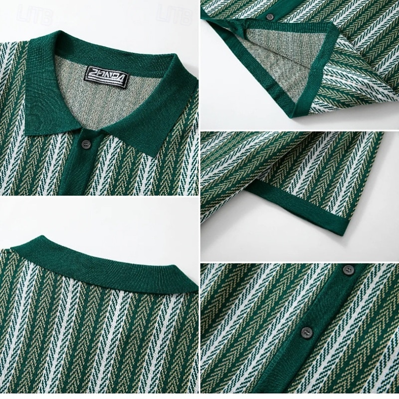 Per uomo Camicia Tessuto Camicia casual Camicia con Bottoni Camicia Jacquard Rosso Blu marino Verde Manica Corta Semplice Colletto a Camicia Casuale Quotidiano Jacquard Abbigliamento Elegante Moda del 2026 a $31.99 –P5