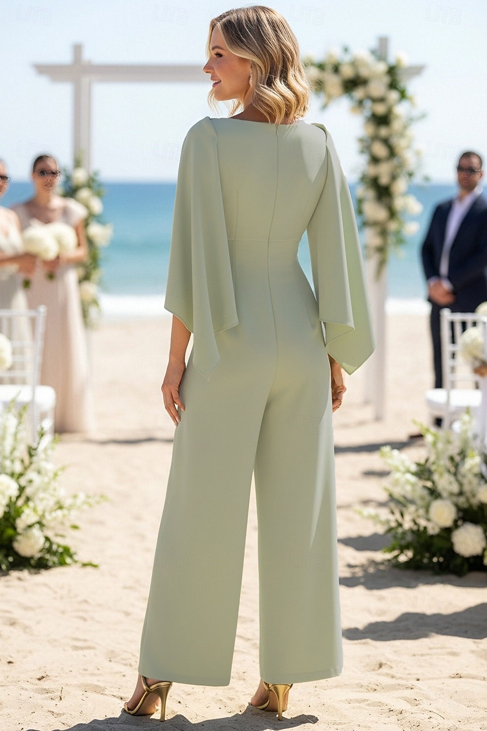 Jumpsuits Floor Length Wrap Dress Mother of the Bride Dress Long Sleeve Boat Neck Elegant Minimalist Formal Wedding Guest with Bandage Solid Color 2026 - $160.99 –P3